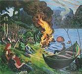 «St. Hansbål ved Jølstervatnet», maleri av Nikolai Astrup (1880-1928)