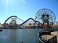 Overview of Paradise Pier with the Mickey Mouse head removed and the renovated Mickey's Fun Wheel