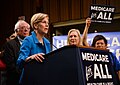 Image 17Elizabeth Warren and Bernie Sanders campaigning for extended US Medicare coverage in 2017. (from Health politics)