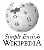Wikipedia logo displaying the words "Simple English" in italics and the name "Wikipedia" below them, in English