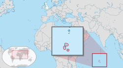 Местоположбата на  Британската Индоокеанска Територија  (заокружена со црвено)