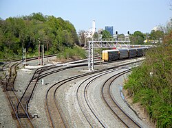 The CSX Transportation rail yard (formerly Baltimore and Ohio Railroad) through Mount Winans