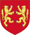 Lions combatant or armed and langued azure