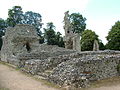Las ruinas del Thetford Priory muestran sílex y mortero por toda la pared.