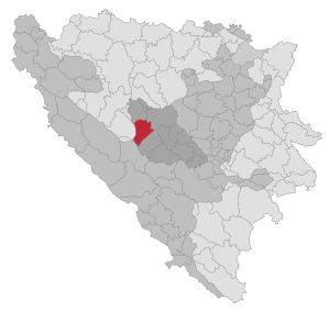 Lage der Gemeinde Donji Vakuf in Bosnien und Herzegowina (anklickbare Karte)