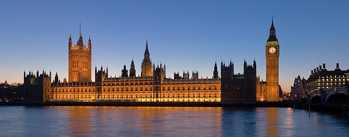 Houses of Parliament in the twilight at Palace of Westminster, by Diliff