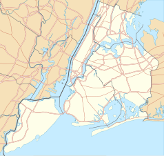 Mapa konturowa Nowego Jorku, blisko centrum u góry znajduje się punkt z opisem „One Grand Central Placeb. Lincoln Building”