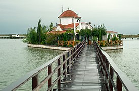 A footbridge to an orthodox church in Greece