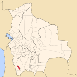 Location o the Enrique Baldivieso Province athin Bolivie