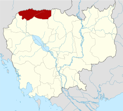 Map of Cambodia highlighting Oddar Meanchey