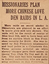 Newspaper story telling of actions against the sex trade