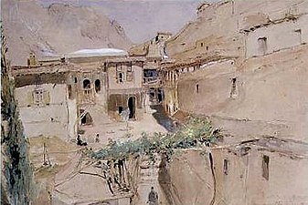 watercolour of St Catherine's Convent, Mount Sinai