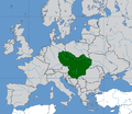 mapo de Grandmoravia regno dum regado de Svatopluk la 1-a