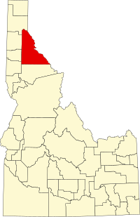 Map of Ajdaho highlighting Shoshone County