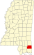 Harta statului Mississippi indicând comitatul George