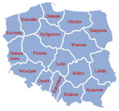 Voivodatos de Polonia en 1957.
