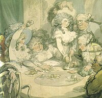 Caricature of wealthy Georgians gambling at a table.