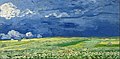 『荒れ模様の空の麦畑』1890年7月、オーヴェル。油彩、キャンバス、50.4 × 101.3 cm。ゴッホ美術館[269]F 778, JH 2097。