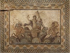 L'épiphanie de Dionysos, mosaïque de Dion, IIe siècle. Musée archéologique de Dion.