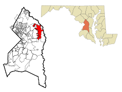 Location of Bowie in Prince George's County and the State of Maryland