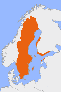 Kaart van die belangrikste Sweedssprekende gebiede
