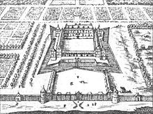 An engraving of Louis XIII's château as it appeared in 1652