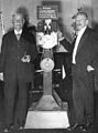 Image 38Max Skladanowsky (right) in 1934 with his brother Eugen and the Bioscop (from History of film technology)