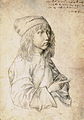 Альбрэхт Дзюрэр. Аўтапартрэт (малюнак сярэбраным алоўкам). 1484