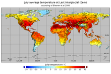 Aproximació a les temperatures del mes de juliol durant el període intergalcial Eemià.