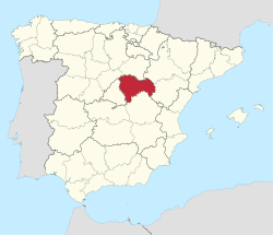 Map o Spain wi Guadalajara heichlichtit