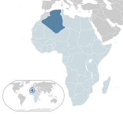 Location o  Algerie  (dark blue) – in Africa  (light blue & dark grey) – in the African Union  (light blue)