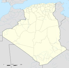 Mapa konturowa Algierii, u góry po prawej znajduje się punkt z opisem „Batina”