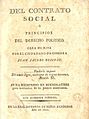 Portada de Del contrato social, de Rousseau, traducción al español publicada en Buenos Aires en 1810 para instrucción de los jóvenes americanos.