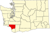 State map highlighting Cowlitz County