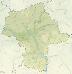 Mapa konturowa województwa mazowieckiego, w centrum znajduje się punkt z opisem „źródło”, powyżej na lewo znajduje się również punkt z opisem „ujście”