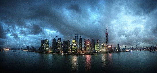 Shanghai's Pudong skyline towers over the Huangpu River