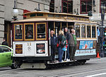 A San Francisco cable car heading south on Powell Street