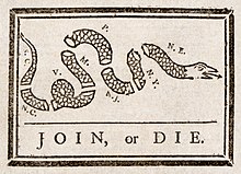 Join, or Die by Benjamin Franklin was recycled to encourage the former colonies to unite against British rule