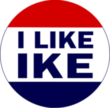 Red, white and blue "I Like Ike", Eisenhower campaign button
