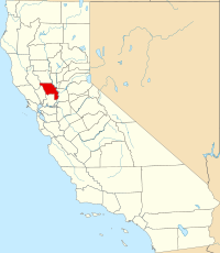 Mapo de Kalifornio kun Yolo emfazita