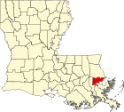 Kort av Louisiana har New Orleans er merk
