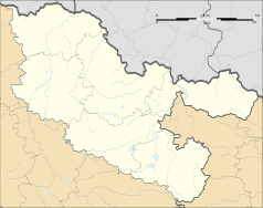 Mapa konturowa Mozeli, blisko centrum na lewo znajduje się punkt z opisem „Servigny-lès-Raville”