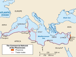 Cairt o Phoenicia an trade routes
