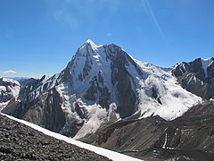 Pico "Constitución", de 5284 metros, el mayor de Kuyljutau (cordillera Tian Shan, en el actual Kirgizistán), denominado así en honor a la Constitución soviética.