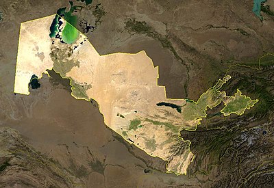 Vista satélite de Uzbekistán