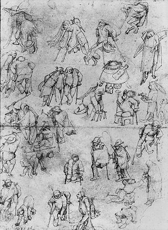 Mendiants et estropiés, dessin à la plume et encre marron sur papier (26,5 × 19,8 cm), Bibliothèque royale de Belgique.