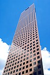 The Georgia-Pacific Tower in Atlanta, Georgia (1981), a modernist pink skyscraper.