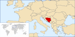 Location of Bosnia jeung Hérzégovina
