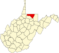 Locatie van Monongalia County in West Virginia
