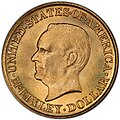 Dólar de ouro, 1916. Conmemorativo do lugar de nacemento de McKinley.[68][69]